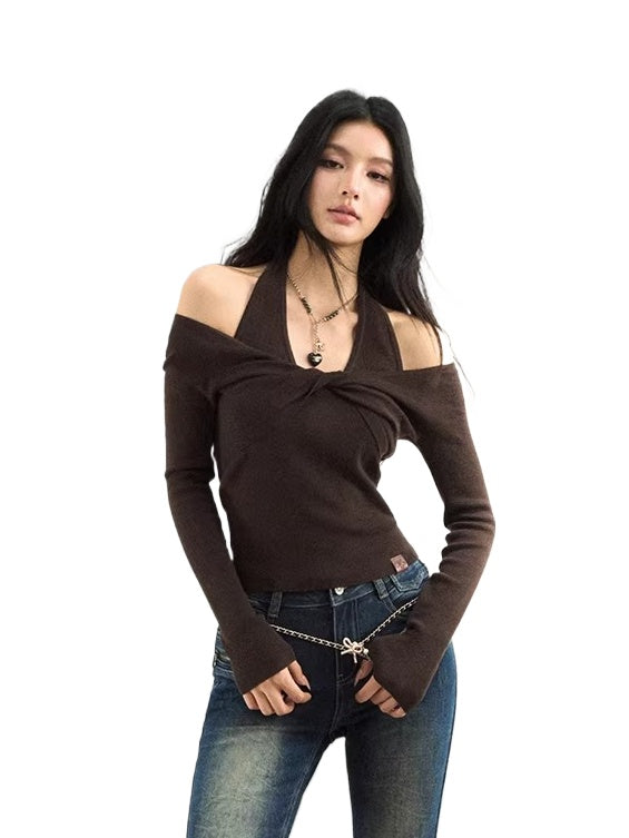Off-Shoulder Wool Knit Top