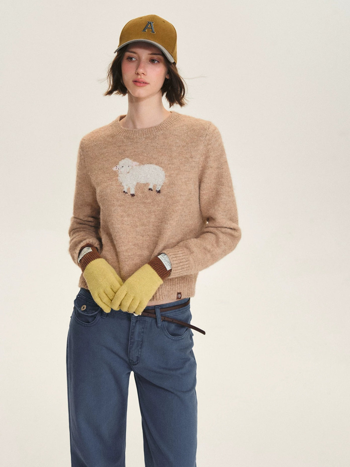 Wool Blend Sheep Embroidered Sweater