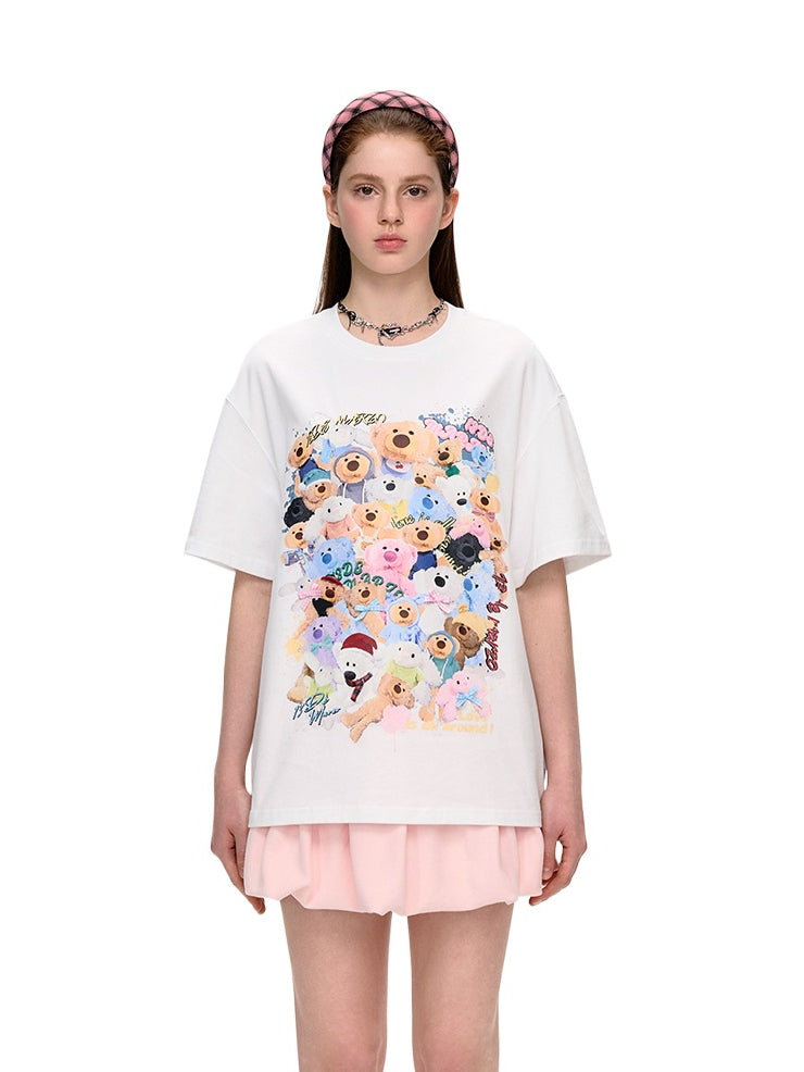 Doll Collection Illustration Cotton T-Shirt