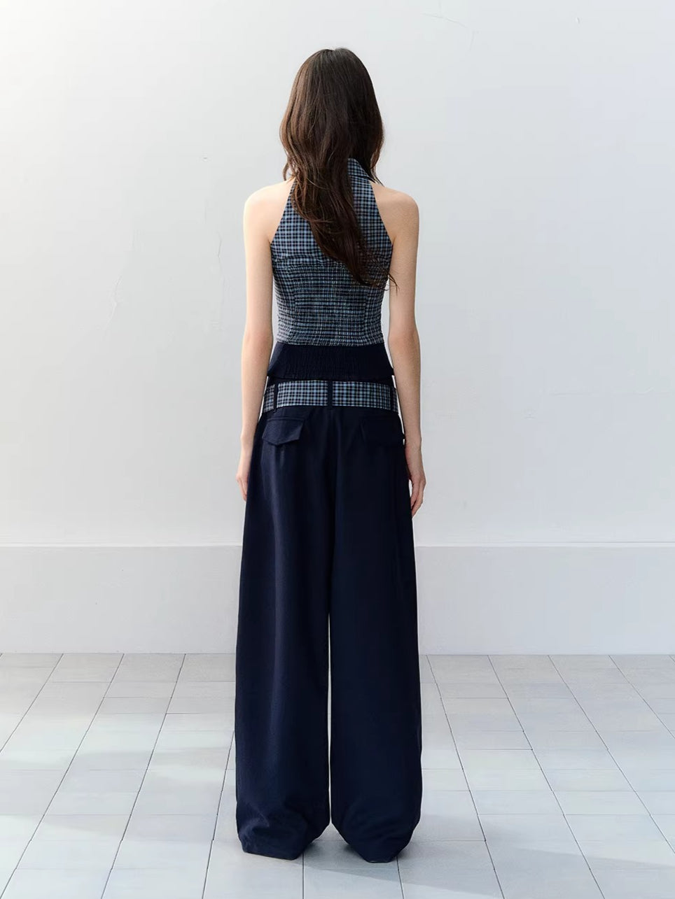 Navy Blue Halter Top & Pants Set