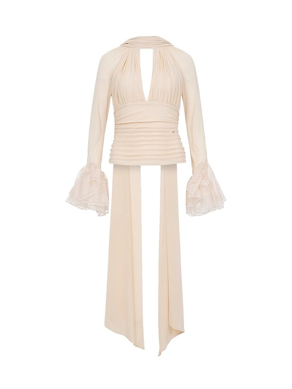 Nina Halter Neck V-neck Short Fitting Top