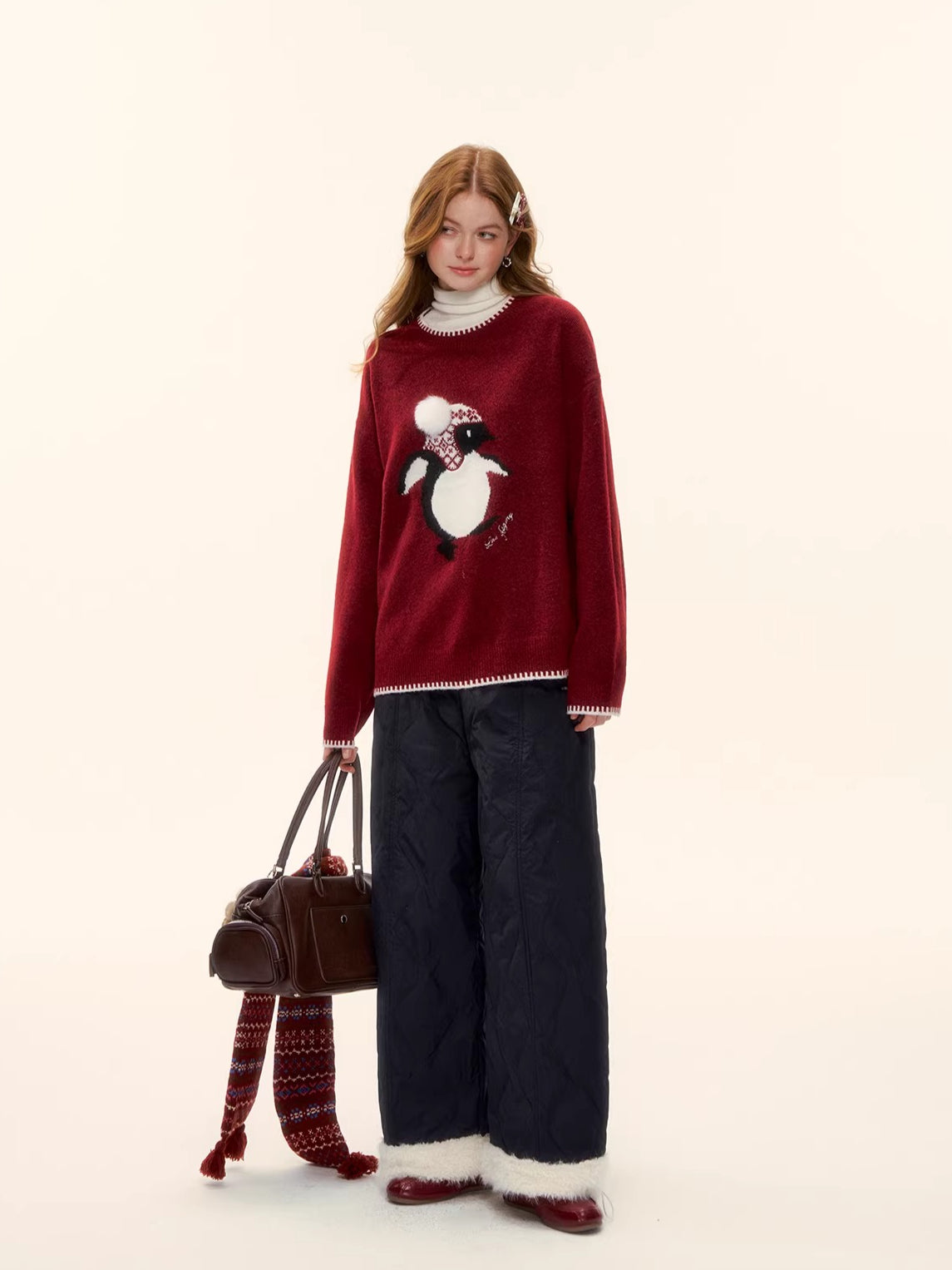 Raw-Hem Patchwork Wide-Leg Pants
