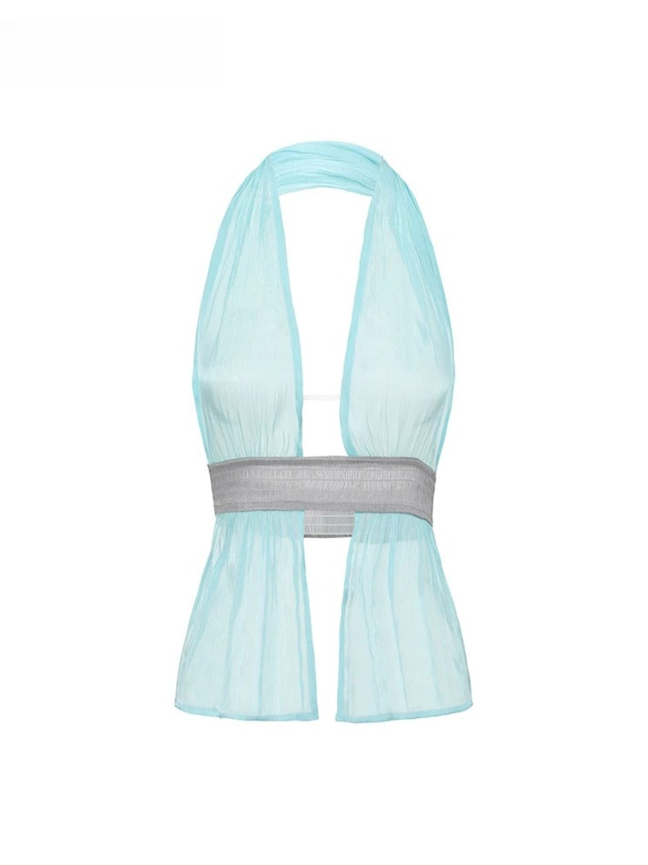 Sheer Organza Halter Top