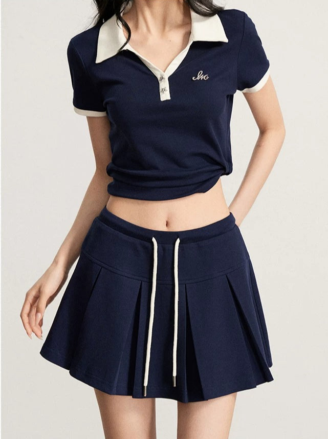 Contrast Polo & Skirt Set