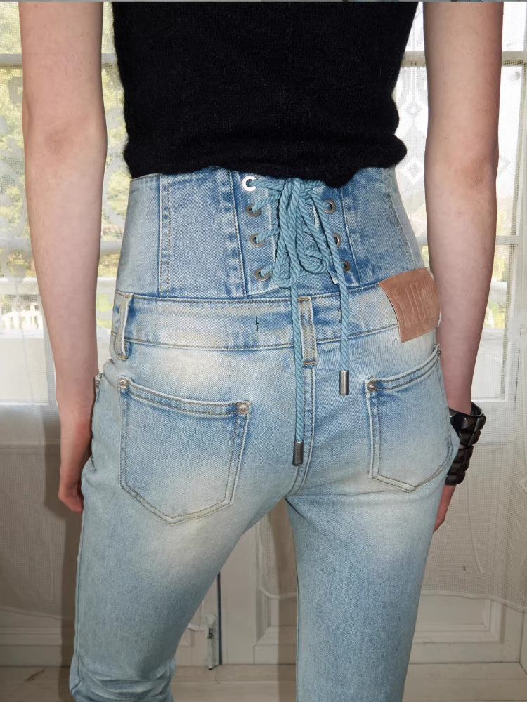 Washed High Waist Flare Jeans