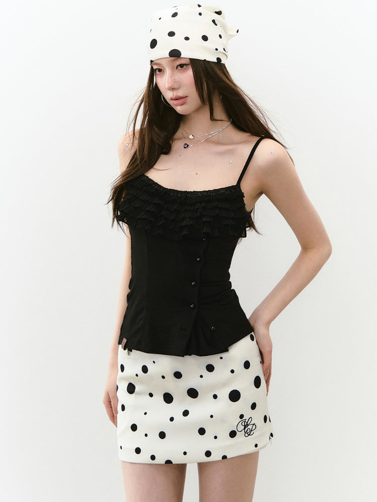 Multi-layer Neckline Waist-cinching Sling Vest
