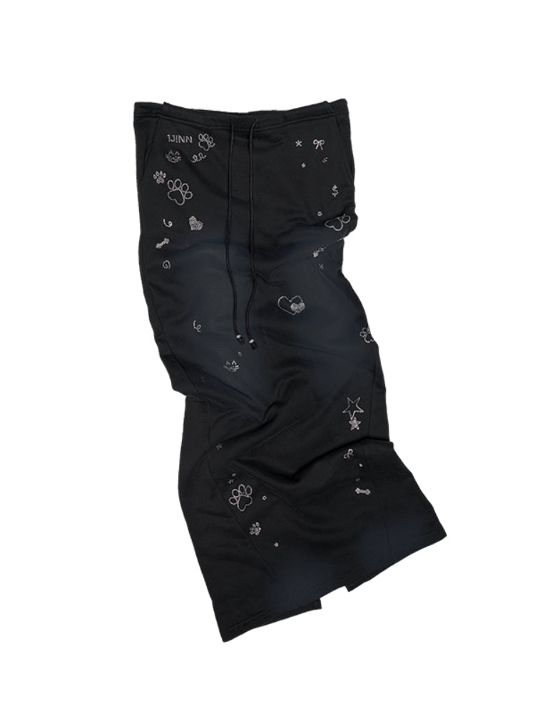 Mud Dyed Rhinestone Sweatshirt & Pant Set