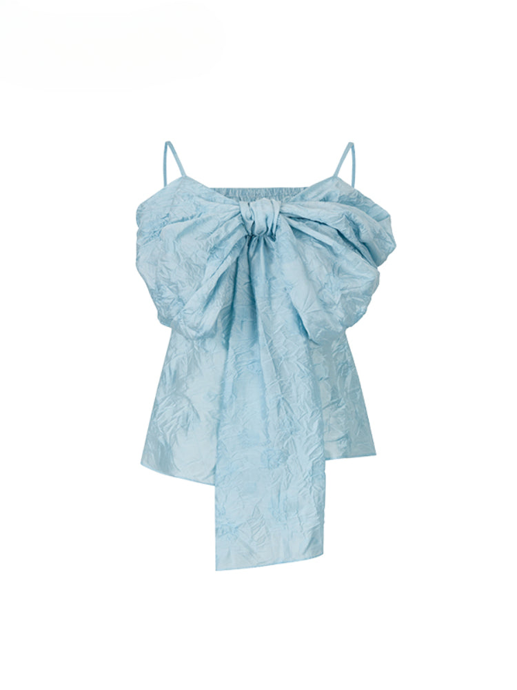 Large Bow Pleated Lightweight Cami Vest