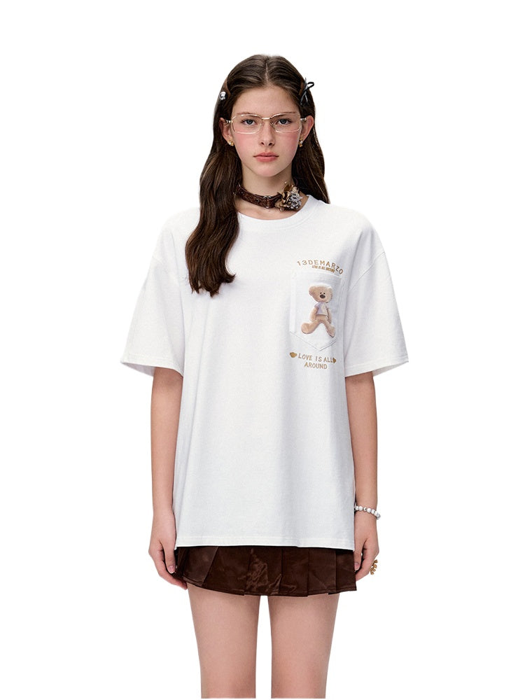 Oil-Painting Style Bear Cotton Short-Sleeve
