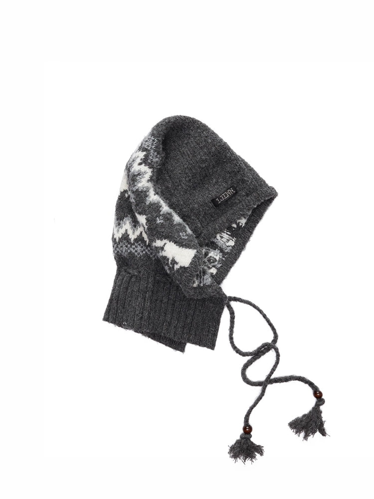 Fair Isle Pony Jacquard Knit Balaclava Hat