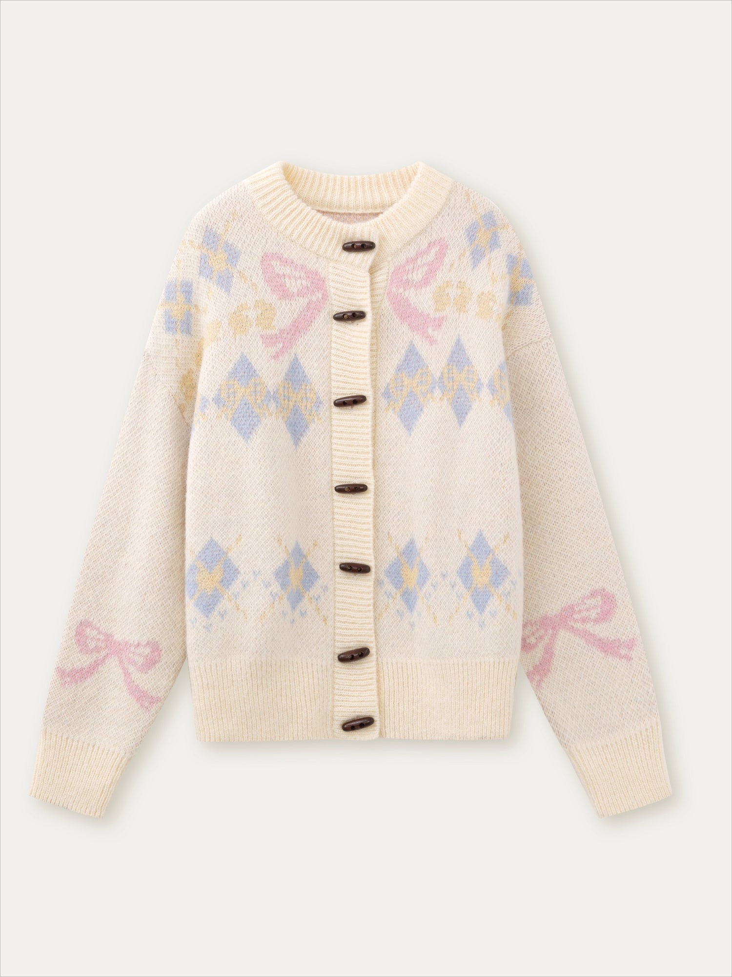 Fair Isle Wool Blend Toggle Buttons Sweater