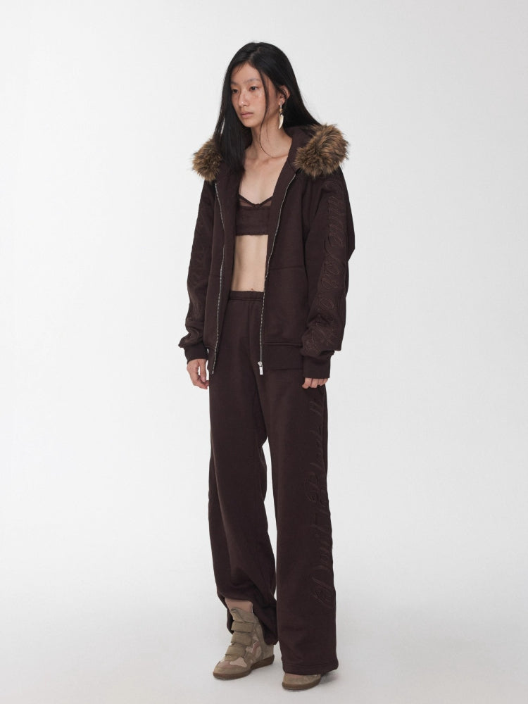 Script Embroidery Hoodie Sweat Set