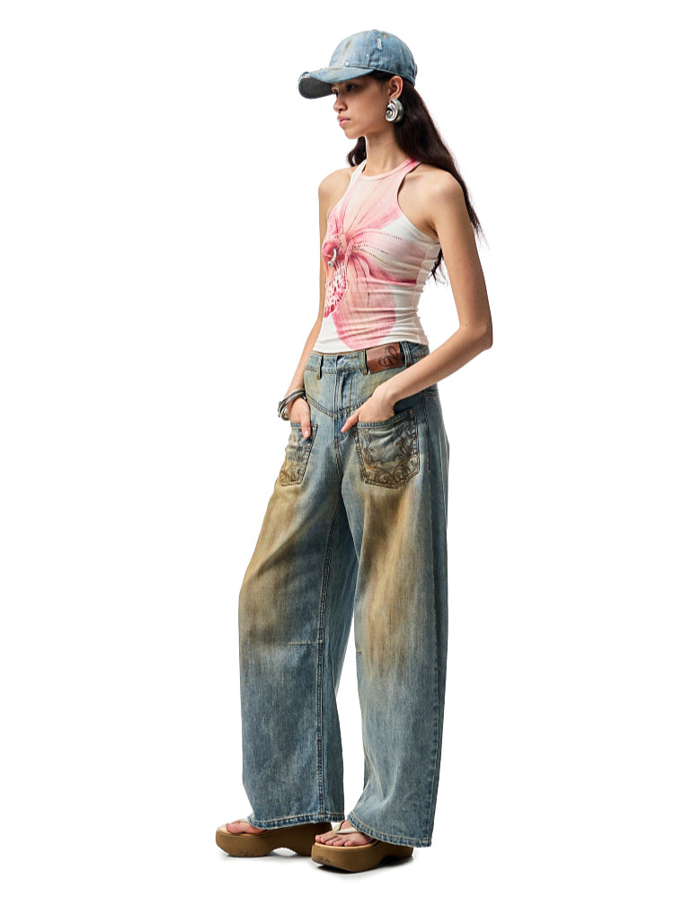 Mud-dyed Washed Jeans