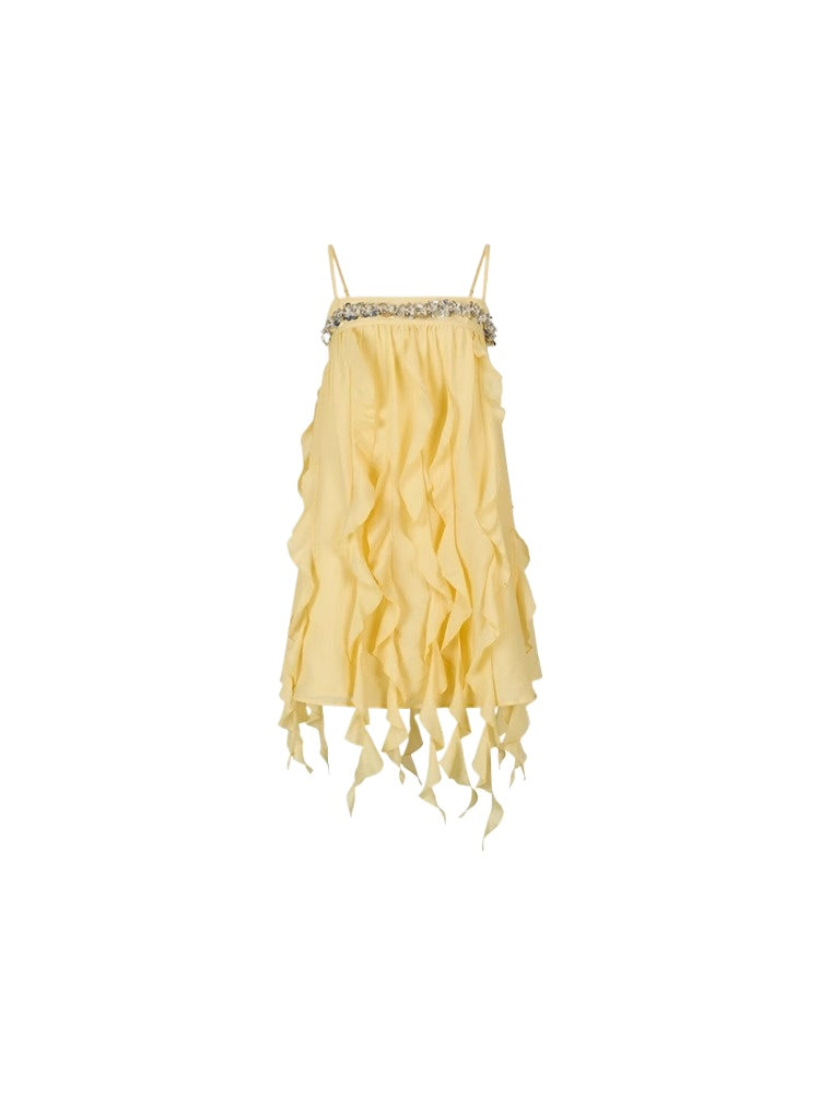 Beaded Flowing A-line Acetate Dress