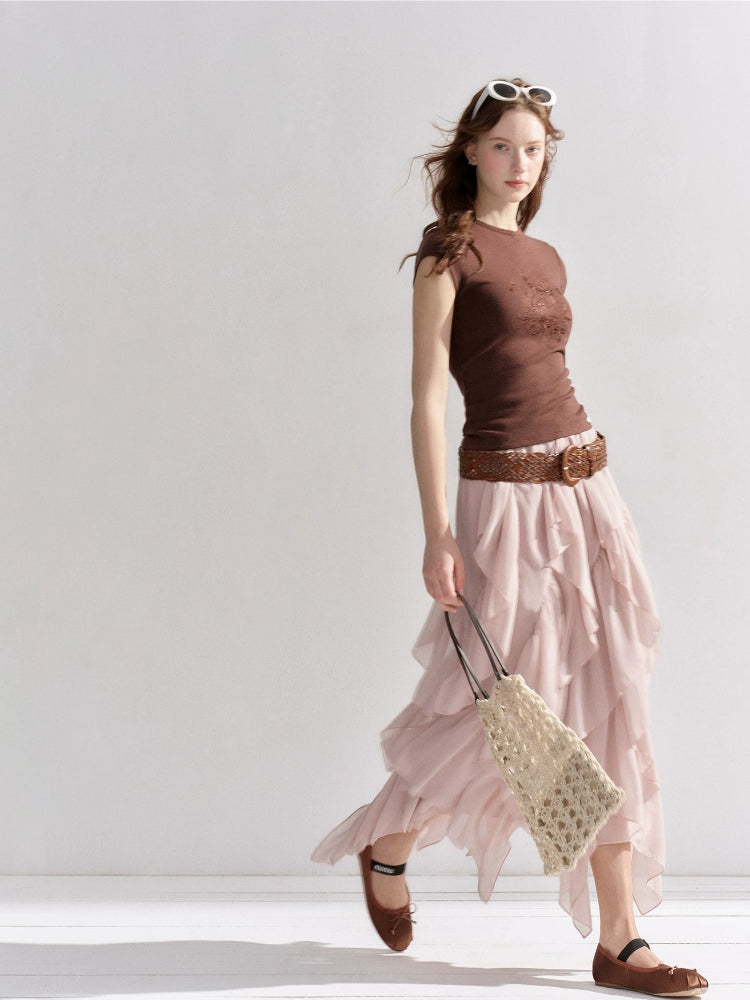 Ruffle Layer Chiffon Skirt