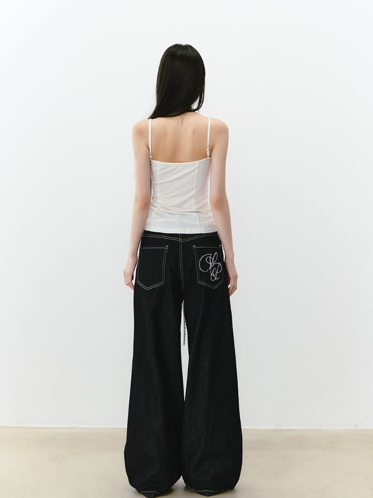 Multi-layer Neckline Waist-cinching Sling Vest