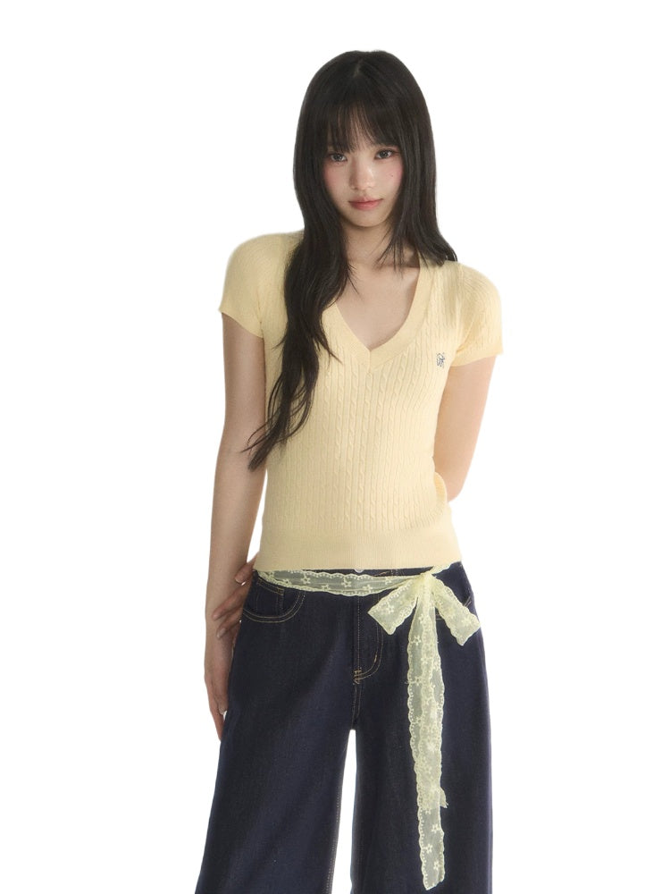 Classic V-Neck Knit Top