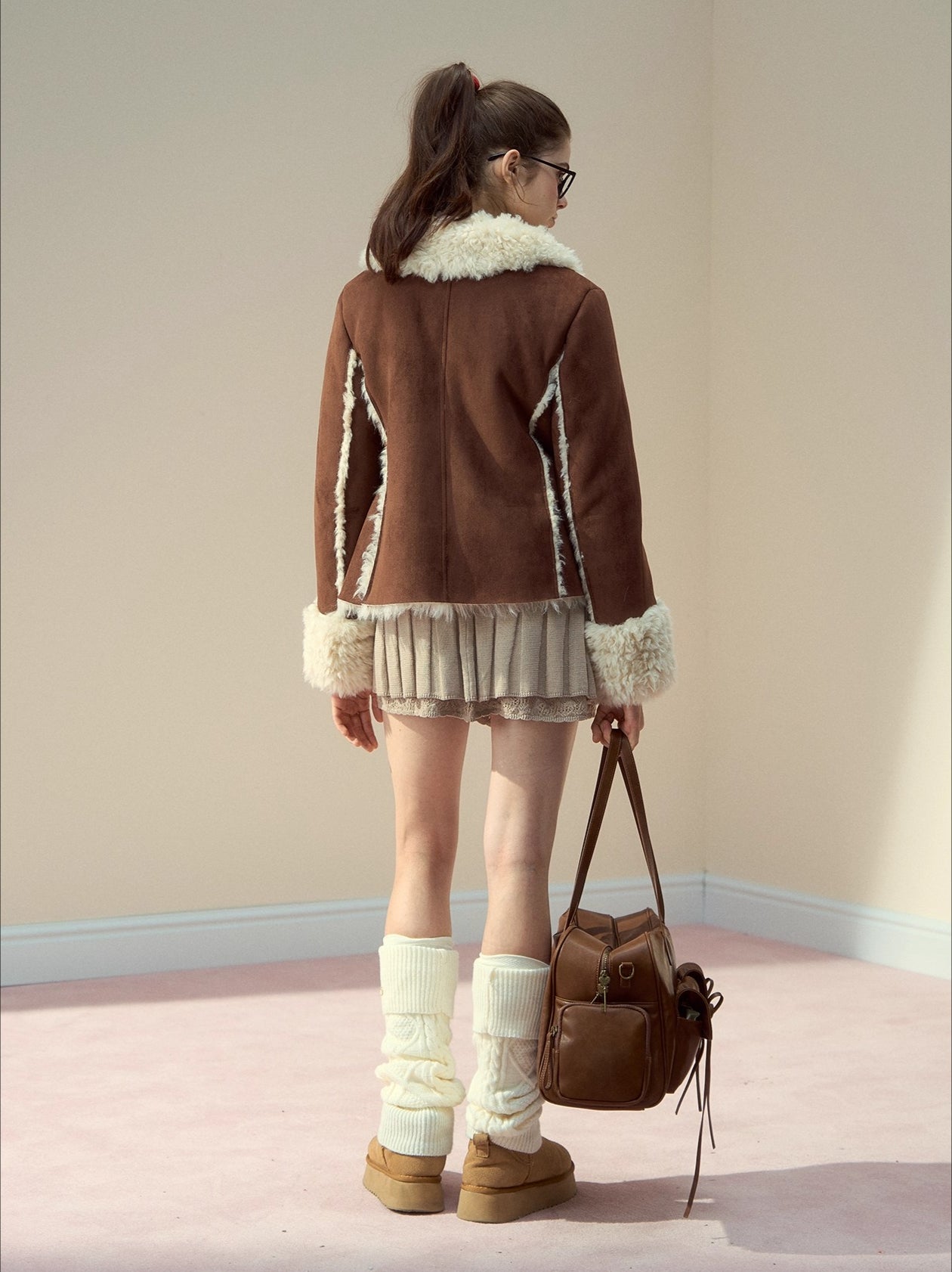 Suede Fleece Toggle Coat