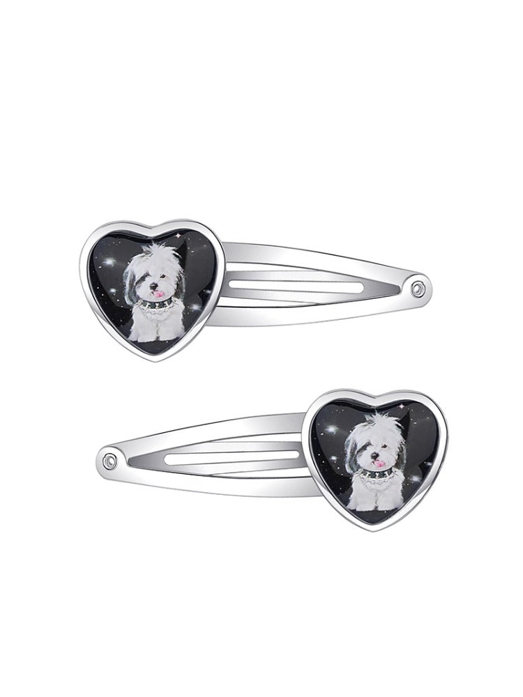 Cat & Dog Heart Hair Clips
