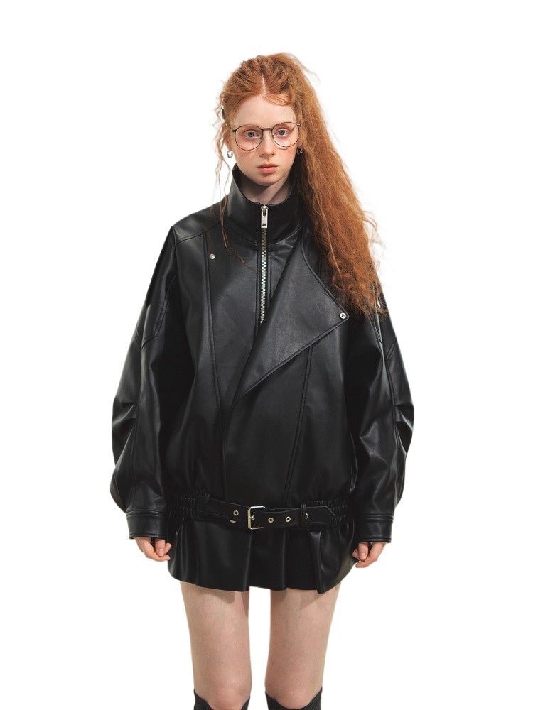 Black Vintage Moto Leather Jacket