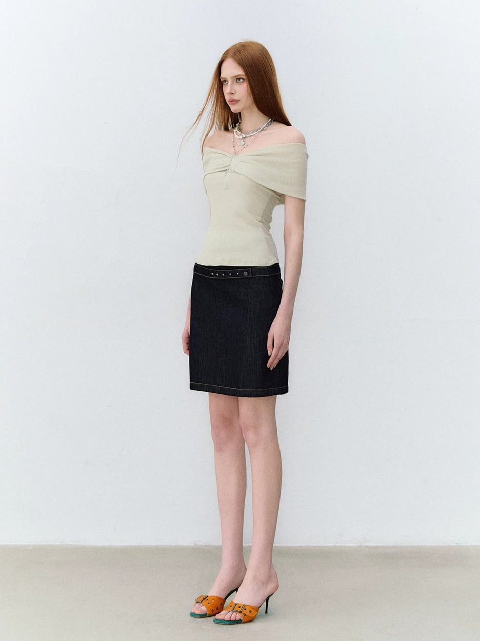 Twist Bardot Ribbed T-Shirt