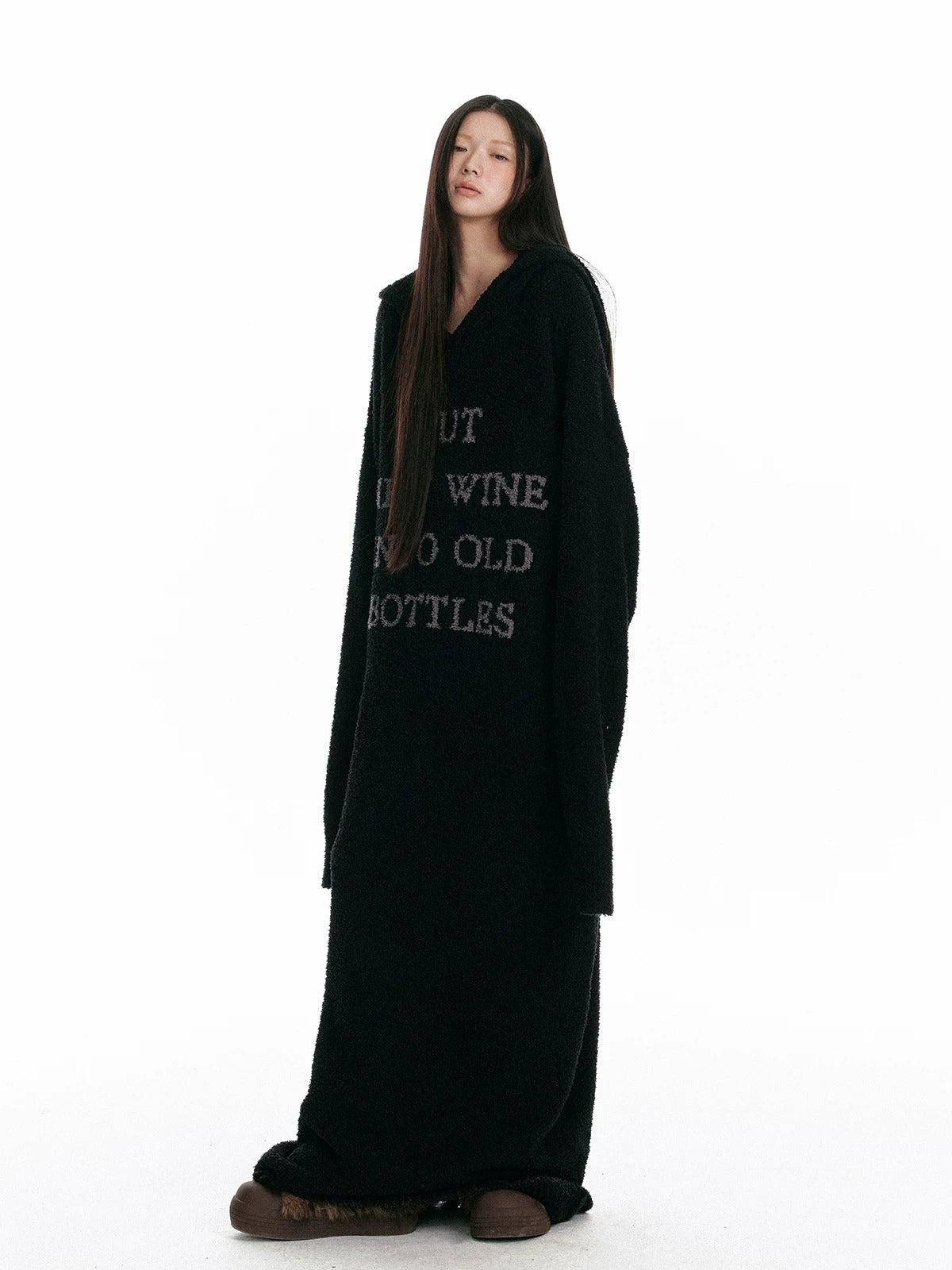 Korean Hooded Velvet Knit Dress