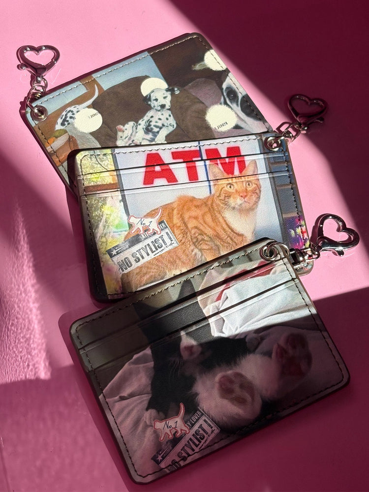 Polka Dot Cats & Dogs Charm Dual-Slot Card Holder