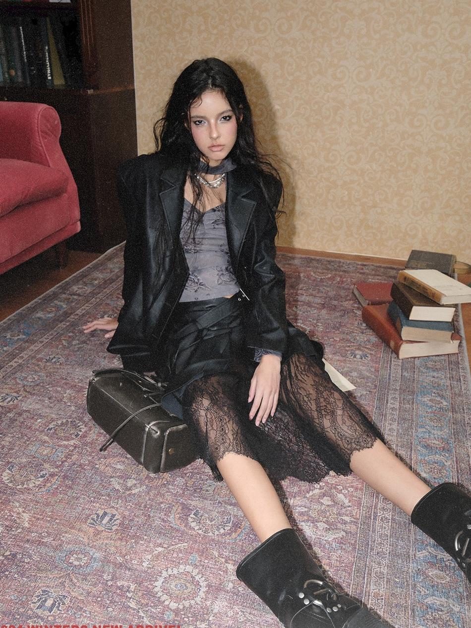 Structured Laced Leather Blazer