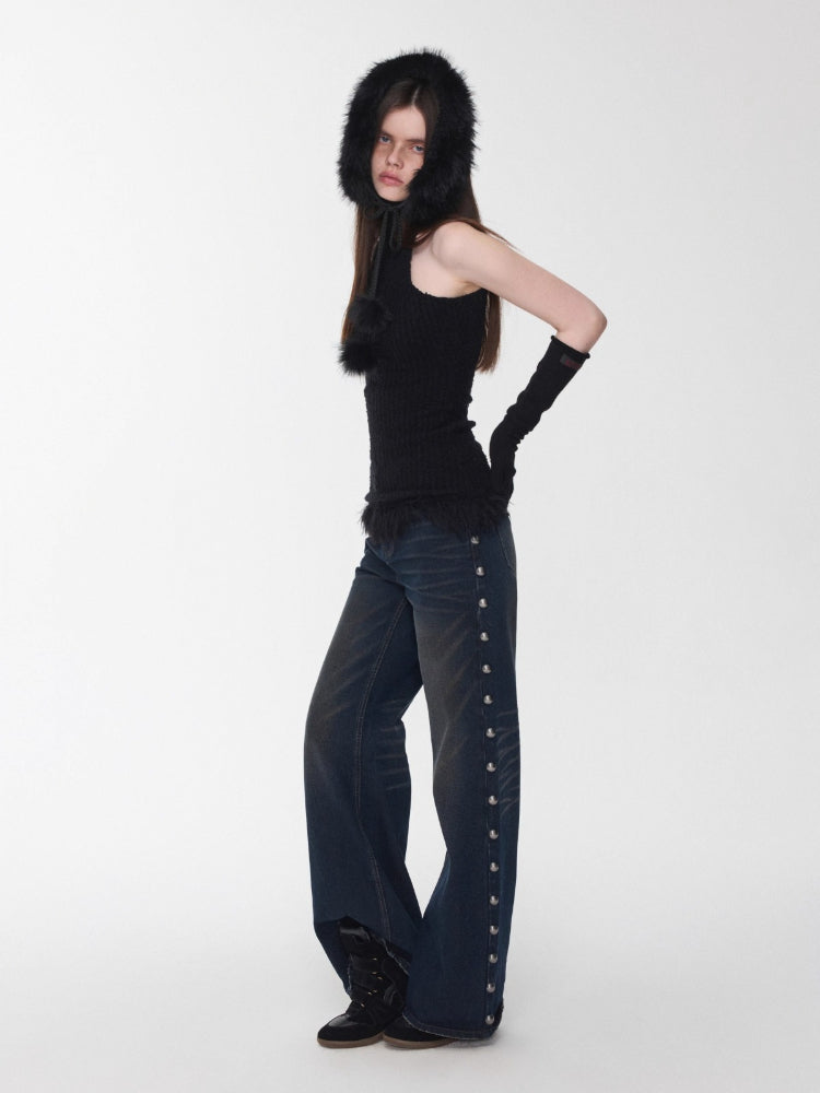 Hooded Faux Fur Knit Set