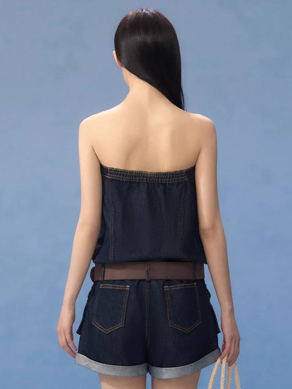 Vintage Denim Strapless Jumpsuit