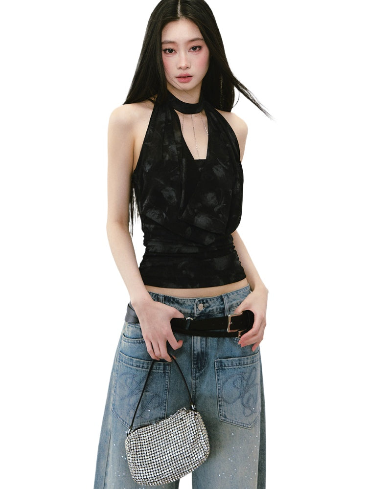 Chain Choker Neckline Waist Cinching Vest