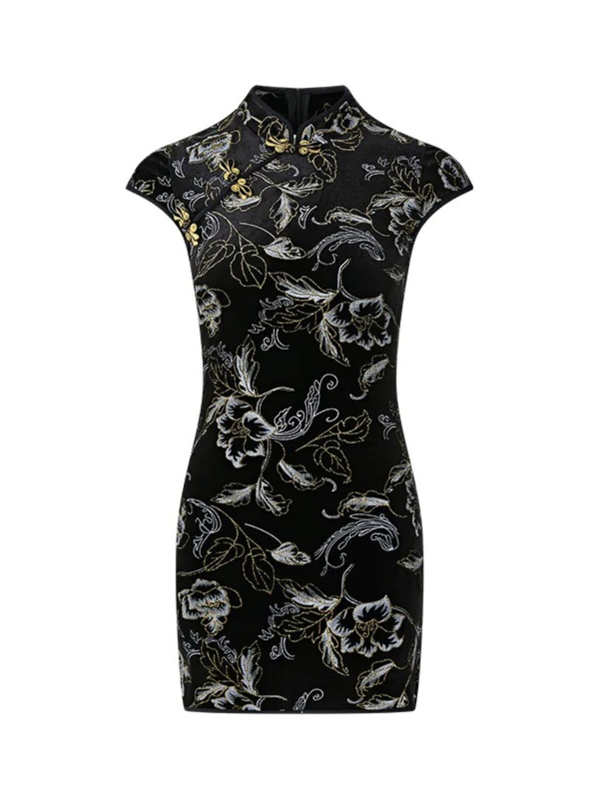 Black Velvet A-Line Qipao Dress