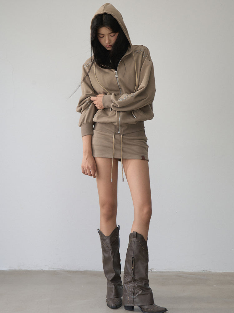 Rivet Loose Zip-up Hoodie