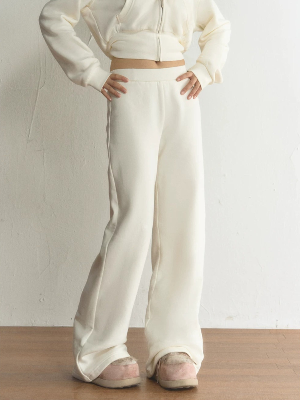 High Waist Fleece-Lined Straight-Leg Pants