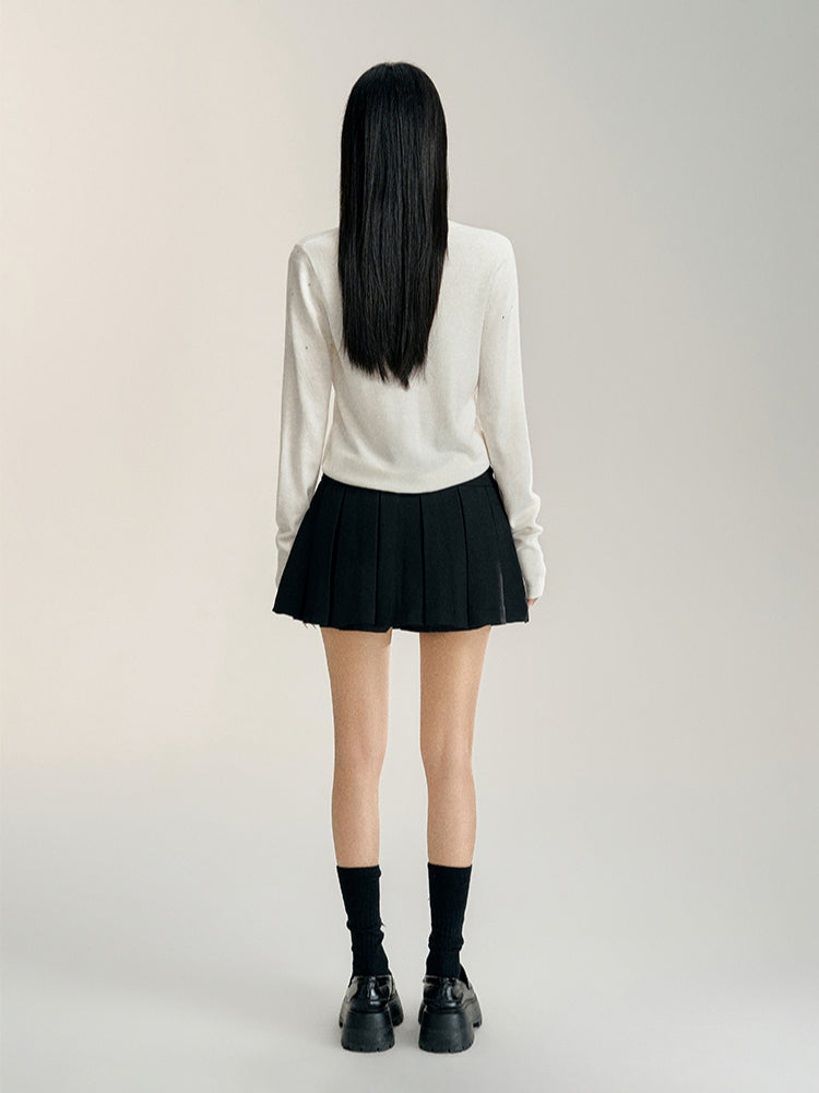 Black & White A-line Pleated Skirt