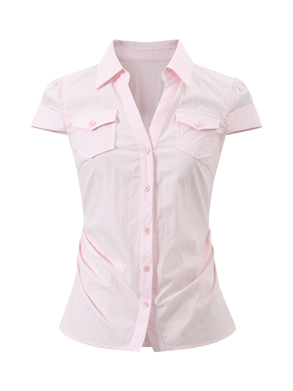 Blue & Pink Fitted Pocket Shirt