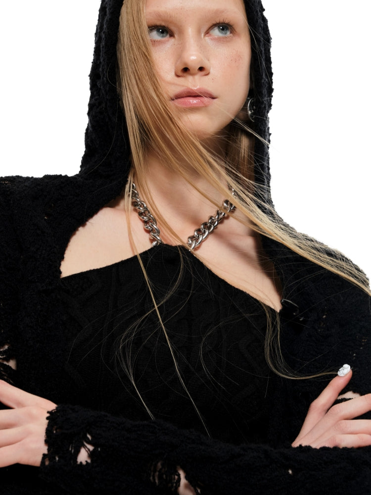 Black & White Chain Knit Tube Top