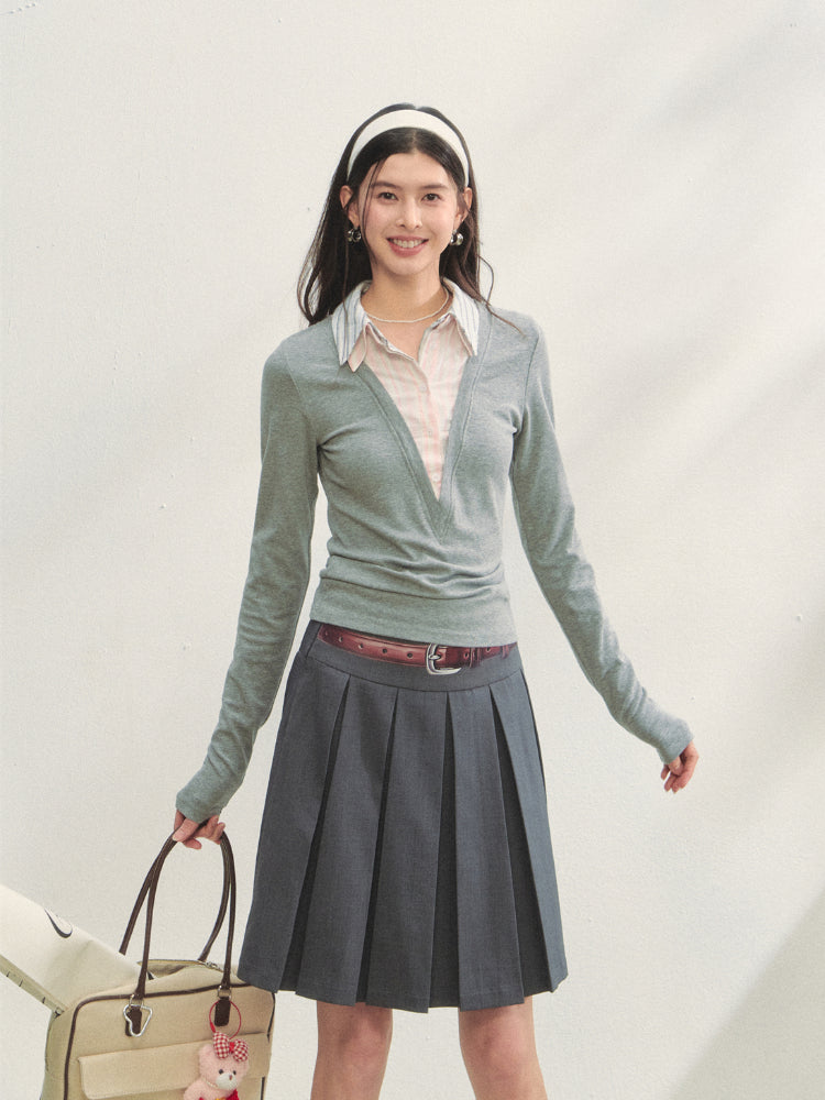 Fake Three-piece Contrast Color Polos