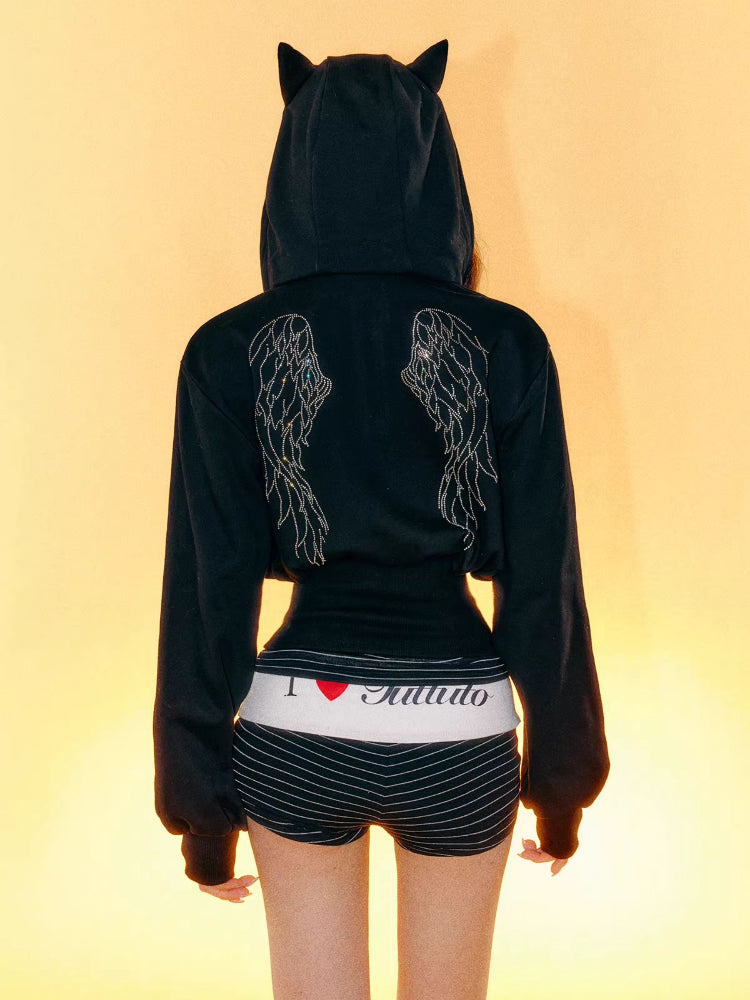 Sweet Cool Devil Horns Sports Hoodie & Shorts Set