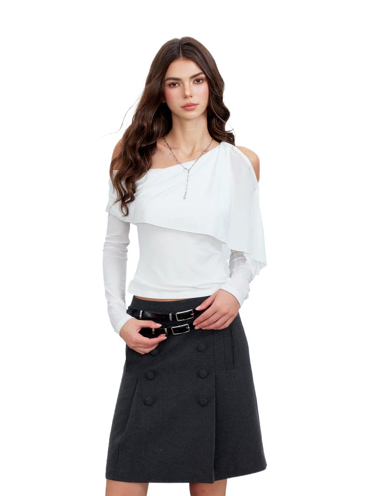 Asymmetric Shoulder Draped Top