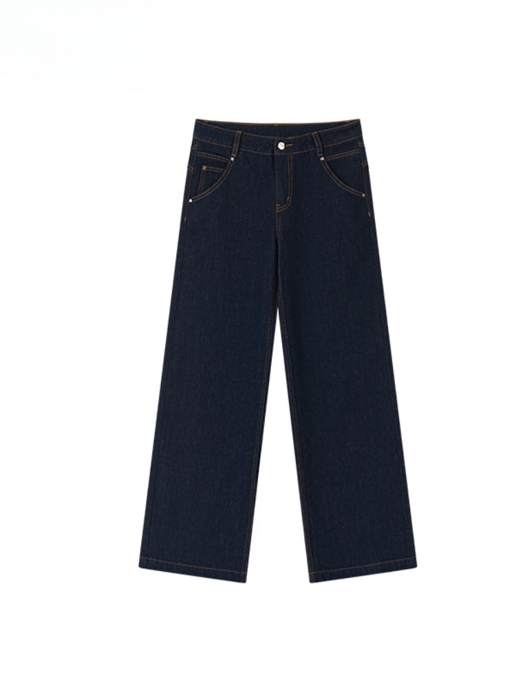 Raw-colored Wide-leg Straight Jeans