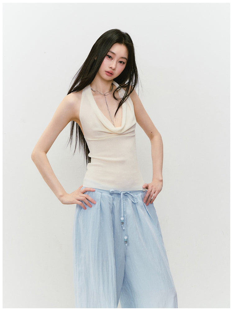 Heavy-duty Knitted Draped Neck Tank Top Set