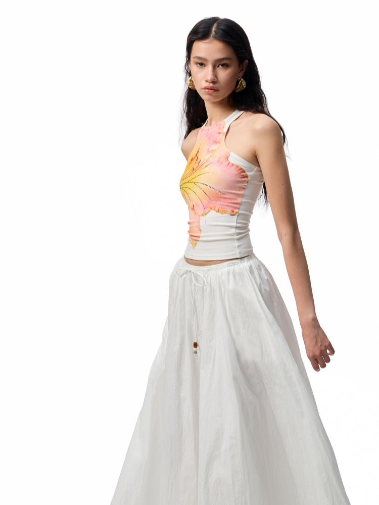 Floral Print Rhinestone Vest