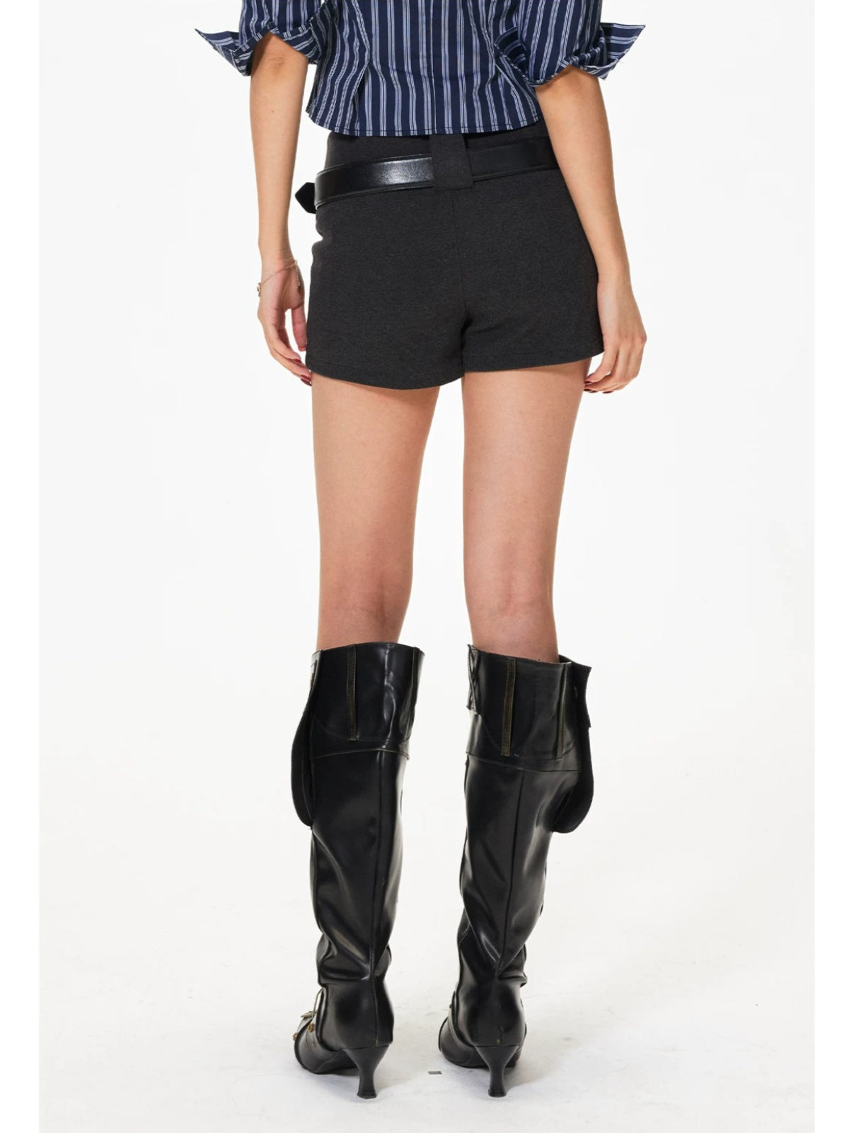 High Waist Wool Blend Shorts