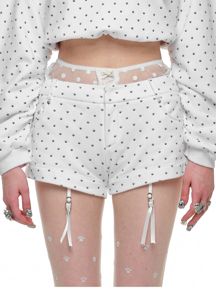 Cat Paw Polka Dot Sweatshorts