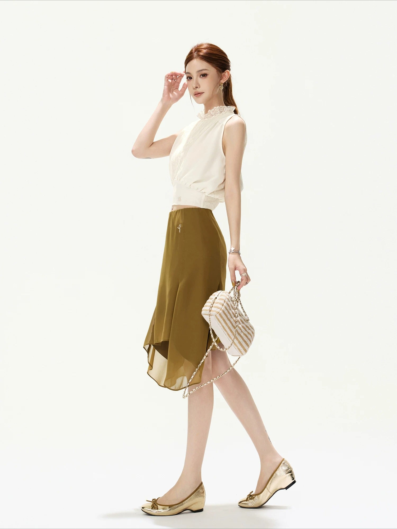 Chiffon A-Line Midi Skirt