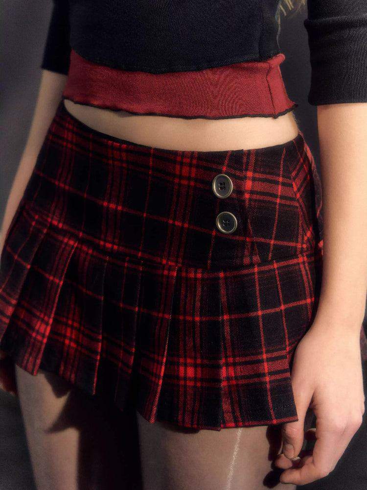 Plaid Pleated Mini Skirt