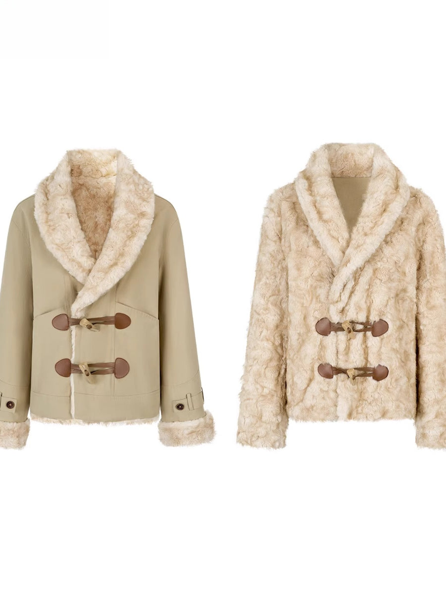 Reversible Eco-Faux Fur Toggle Coat