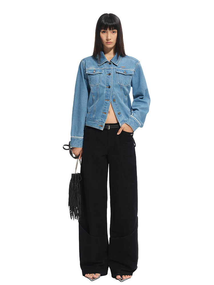 Modern Denim Regular-shoulder Structured Short Coat