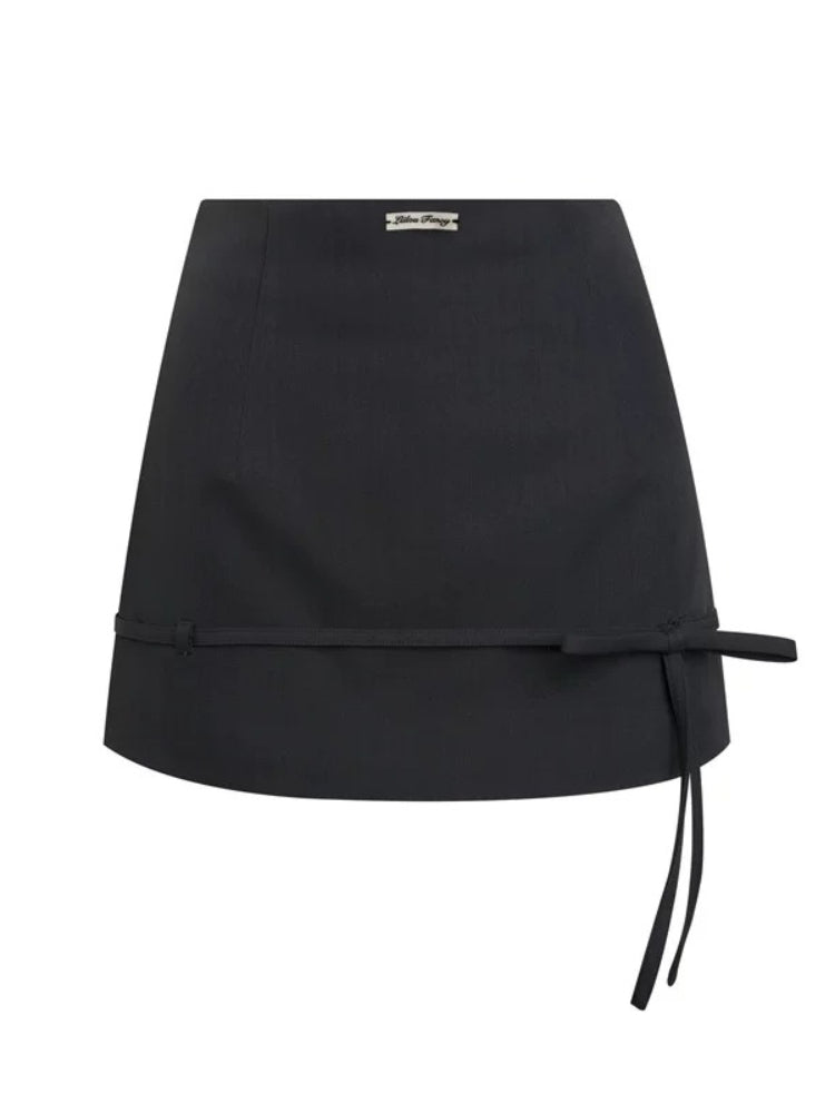 Gray Bowknot Tailored Skirt